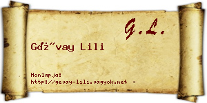 Gévay Lili névjegykártya